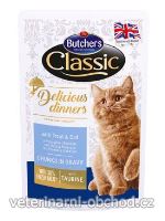Kočky - krmivo - Butcher's Cat Delic. Dinner pstruh+treska kapsa