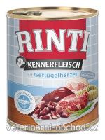 Psi - krmivo - Rinti Dog Kennerfleisch konzerva drůbeží srdíčka